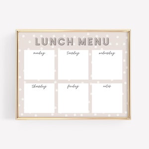 Kids Lunch Planner · Printable Weekly Planner · Lunch Menu for Children ...