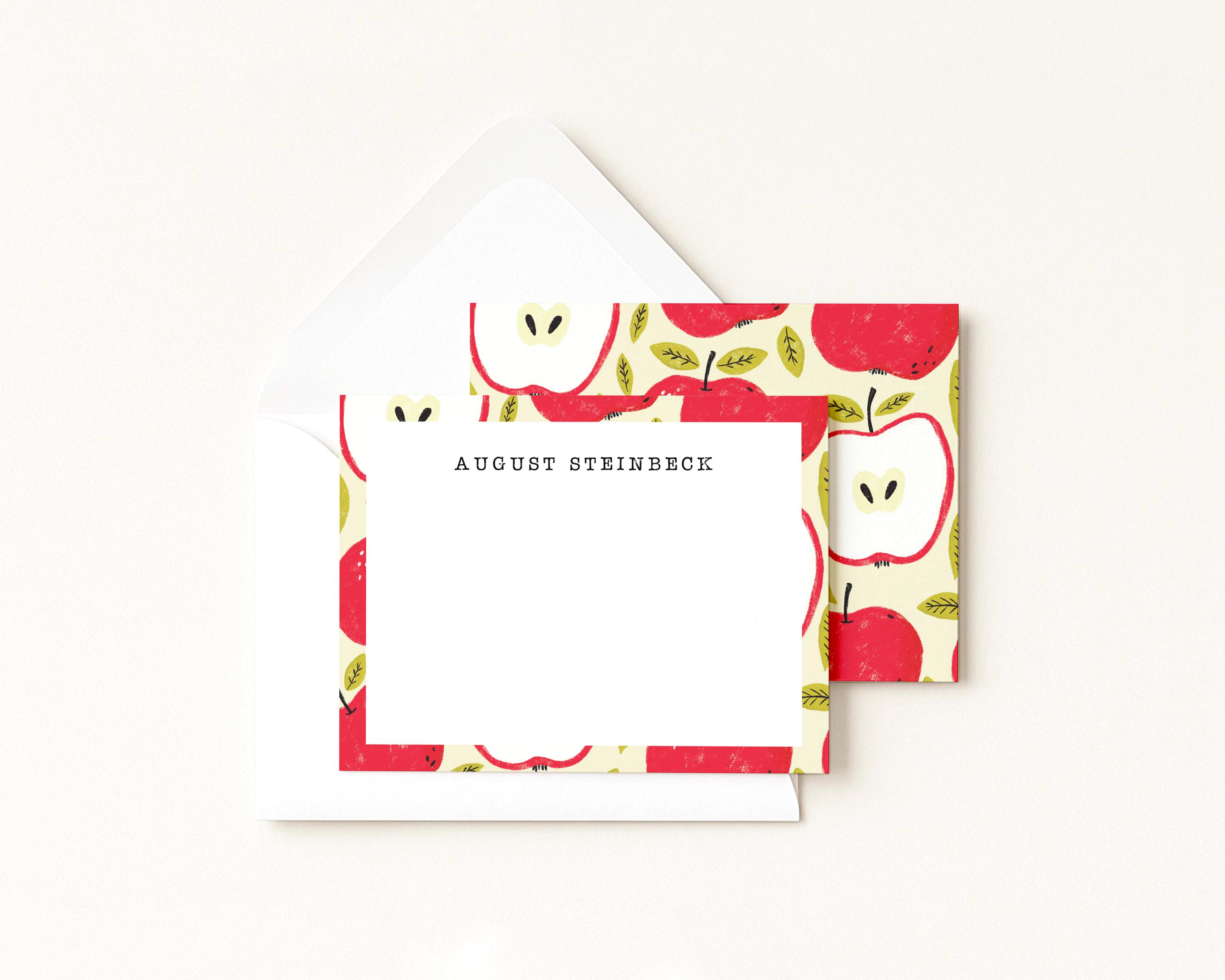 Apple Stationery · Teacher Monogram Gift · Apple Custom Notecards · Bespoke Stationery · Apple Birthday Friend Gift Set · DIGITAL OR PRINTED