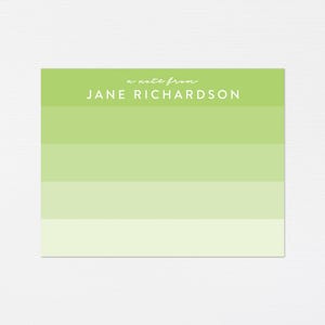 Grünes Ombre-Briefpapier · Key Lime Green Personalisierte Dankeschön · Benutzerdefinierte Grußkarten · Bunt gestreiftes maßgeschneidertes Briefpapier-Geschenkset · GEDRUCKT