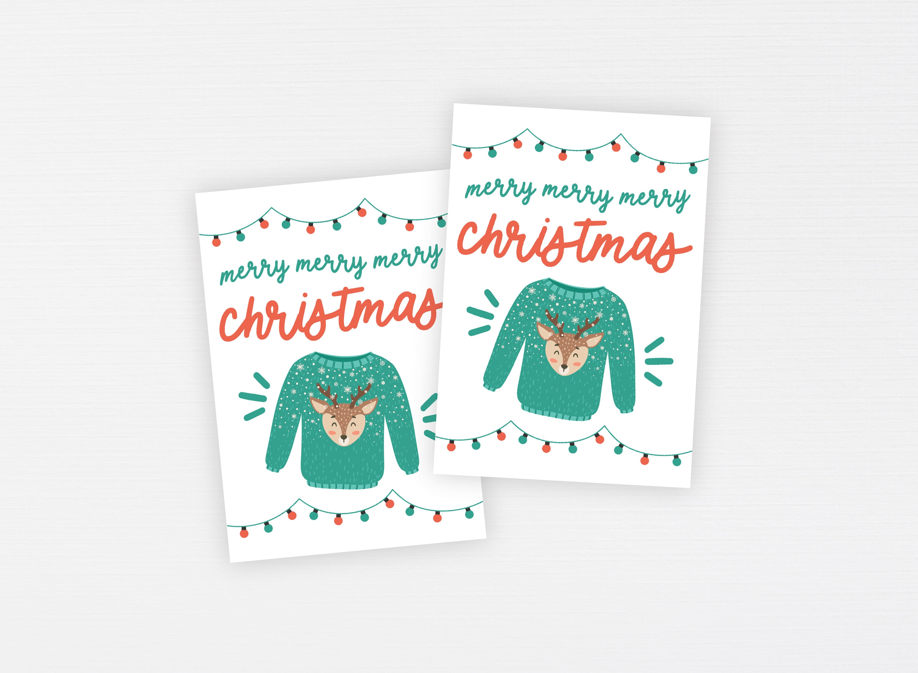 Merry Christmas Tag Holiday Gift Favor Tag Christmas Sweater Printable Decorations Holiday Party DIGITAL FILE