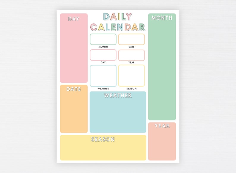 Child Calendar Printable Montessori Preschool Classroom | Etsy