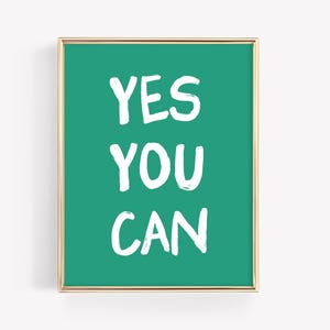 Yes You Can Art Print · Affirmation Poster · Colorful Mantra Bar Cart Art · Motivational Feminist Inspirational Home Decor · DIGITAL FILE