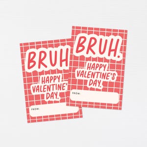 Bruh Valentine-tags · Slang Printbaar klaslokaal Valentine · Kids Tween Happy Valentine&#39;s Day-tag Skibidi Rizz No Cap Favor · DIGITAAL BESTAND