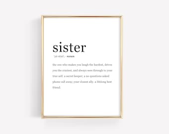 Sister Definition Print · Best Friend Gift · Modern Family Wall Art · Sister Meaning · Dictionary Definition Minimalist · DIGITAL FILE