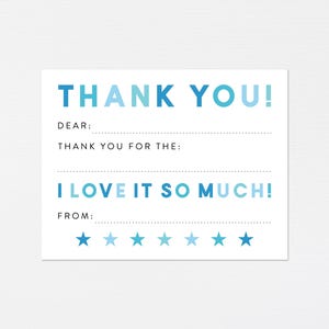 Tarjetas de agradecimiento para niños para completar espacios en blanco · Juego de tarjetas de agradecimiento personalizadas · Juego de papelería infantil colorido · IMPRESO
