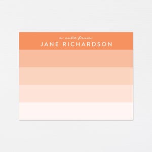 Orange Ombre Briefpapier · Kürbis Personalisierte Dankeskarten · Pfirsich Kundenspezifische Mitteilungskarten · Bunt gestreiftes maßgeschneidertes Briefpapier-Geschenkset · GEDRUCKT