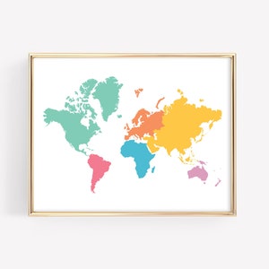 Weltkarte Bildung Druckbare · Kontinente Homeschool Montessori Materialien · Klassenzimmer Wandkunst · Weltkarte Download · DIGITALE DATEI