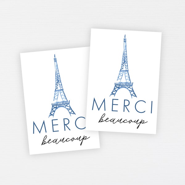 Merci Favor Tags · Thank You Paris Eiffel Tower Party Tags · France Modern Printable Birthday Tag · School Gift Tags · DIGITAL FILE