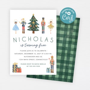 Nutcracker Invitation Christmas Birthday Nutcracker Party Sugar Plum Fairy Modern Holiday Dinner Invite INSTANT DOWNLOAD Corjl image 9