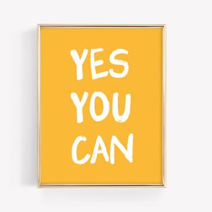 Yes You Can Art Print · Affirmation Poster · Colorful Mantra Bar Cart Art · Motivational Feminist Inspirational Home Decor · DIGITAL FILE