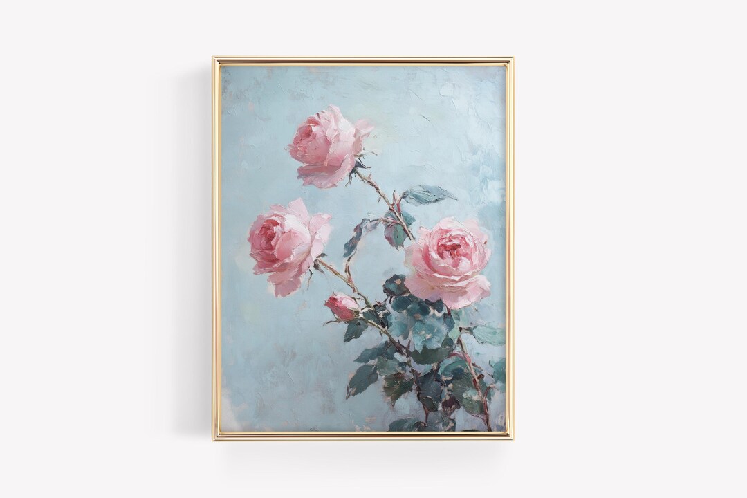 Roses Painting · Pink Floral Vintage Art Print · French Antique ...