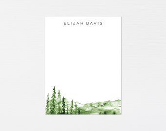 Forest Stationery · Alpine Trees Monogram Gift · Mountains Custom Notecards · Bespoke Stationery · Birthday Gift Set · DIGITAL OR PRINTED