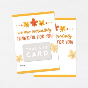 Thanksgiving Gift Card Holder · Thankful for You Printable Gift Card Sleeve · Fall Gift Tag Appreciation Teacher Staff Employee Client Nurse