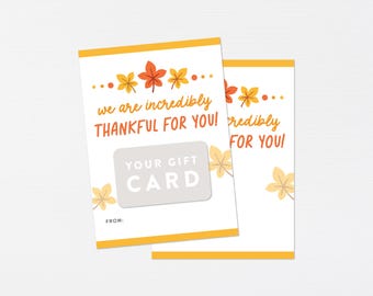 Thanksgiving Gift Card Holder · Thankful for You Printable Gift Card Sleeve · Fall Gift Tag Appreciation Teacher Staff Employee Client Nurse
