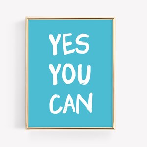 Yes You Can Art Print · Affirmation Poster · Colorful Mantra Bar Cart Art · Motivational Feminist Inspirational Home Decor · DIGITAL FILE