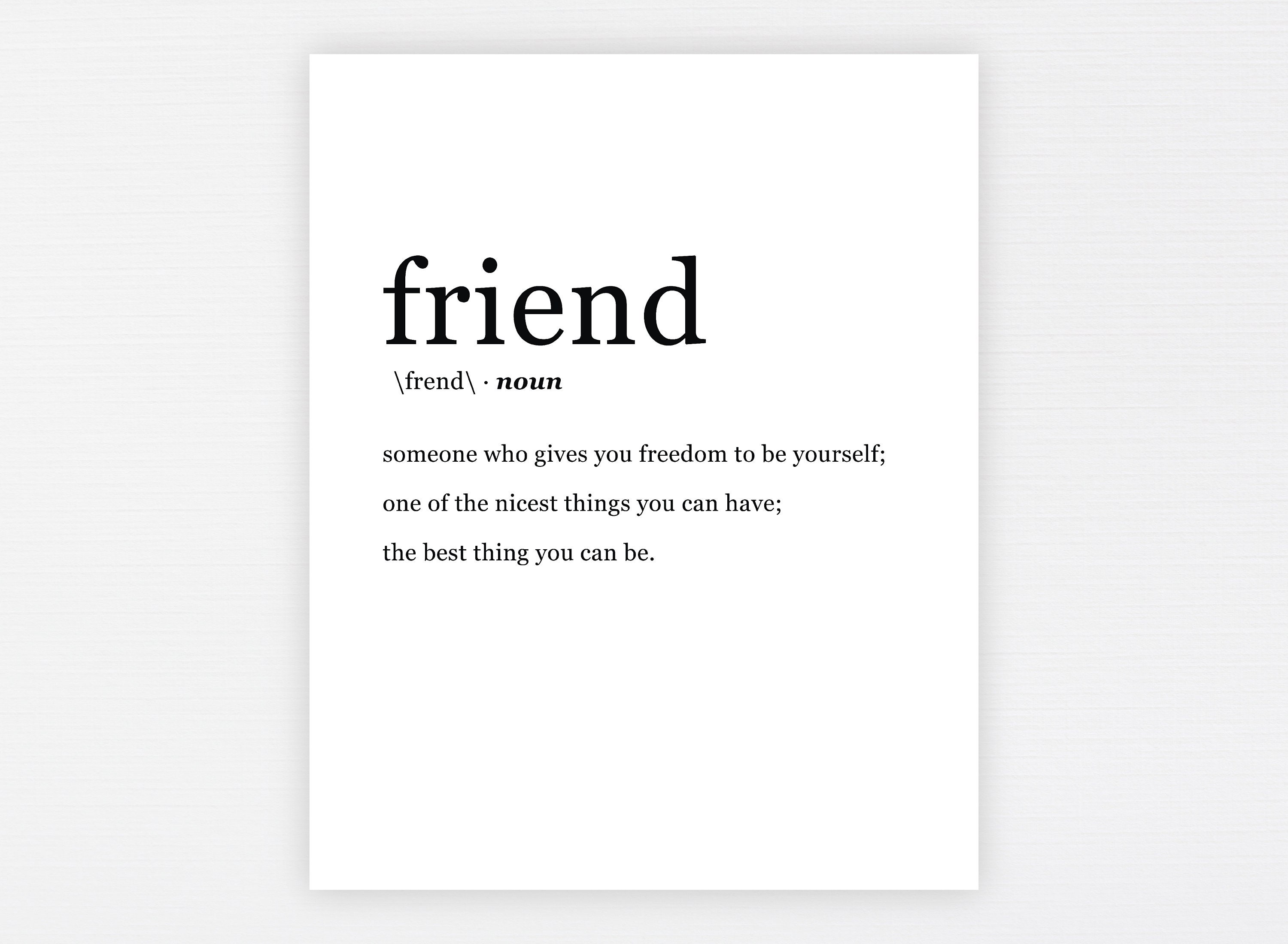 Funny Noun Dictionary Definition of Best Friend Print Home Gift Wall Art Artwork