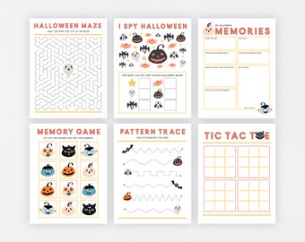 Halloween Educational Activity Bundle · Fall Preschool Party Games · Halloween Coloring Pages · Montessori Kids Learning Set · DIGITAL FILE