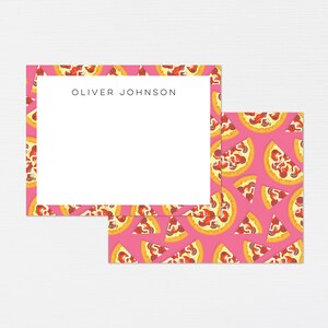 Pizza Briefpapier · Rosa Monogramm Geschenk · Fast Food Pizza Individuelle Grußkarten · Maßgeschneiderte Briefpapier Pizza Geburtstagsgeschenk Set · DIGITAL ODER GEDRUCKT