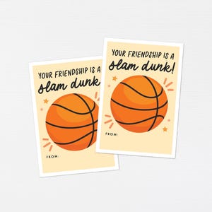 Basketball Kids Valentine Tags · Printable Sports Classroom Favor Tag · Slam Dunk Valentine&#39;s Day Friends Basketball Tag · DIGITAL FILE