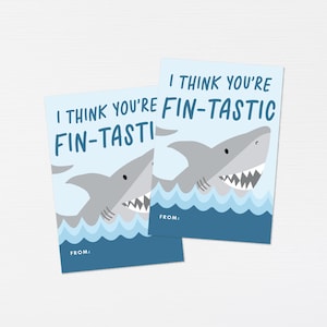 Shark Kids Valentine Tags · Fin-Tastic Printable Classroom Valentines · Valentine&#39;s Day · Instant Download Gift Favor Tags · DIGITAL FILE