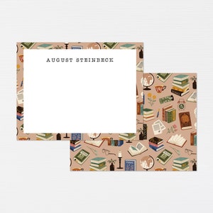 Livre de papeterie · Cadeau monogramme globe thé · Cartes de correspondance personnalisées pour bibliophiles · Ensemble cadeau d'anniversaire de papeterie sur mesure livresque · NUMÉRIQUE OU IMPRIMÉE