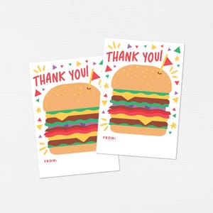 Burger Dankeschön Tags · Hamburger Geschenkanhänger · Cheeseburger Party · Burger Geschenkkarte · Moderne druckbare Geschenkanhänger DIGITALE DATEI