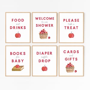 Apple Shower Sign Set · Apple Fall Printable Party Decorations · Modern Apple of Our Eye Instant Poster Download Signs · DIGITAL FILE