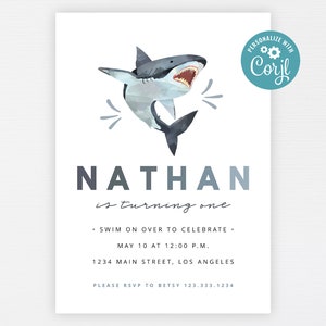 Shark Invitation Printable Kids Shark Party Invite Instant Download ...