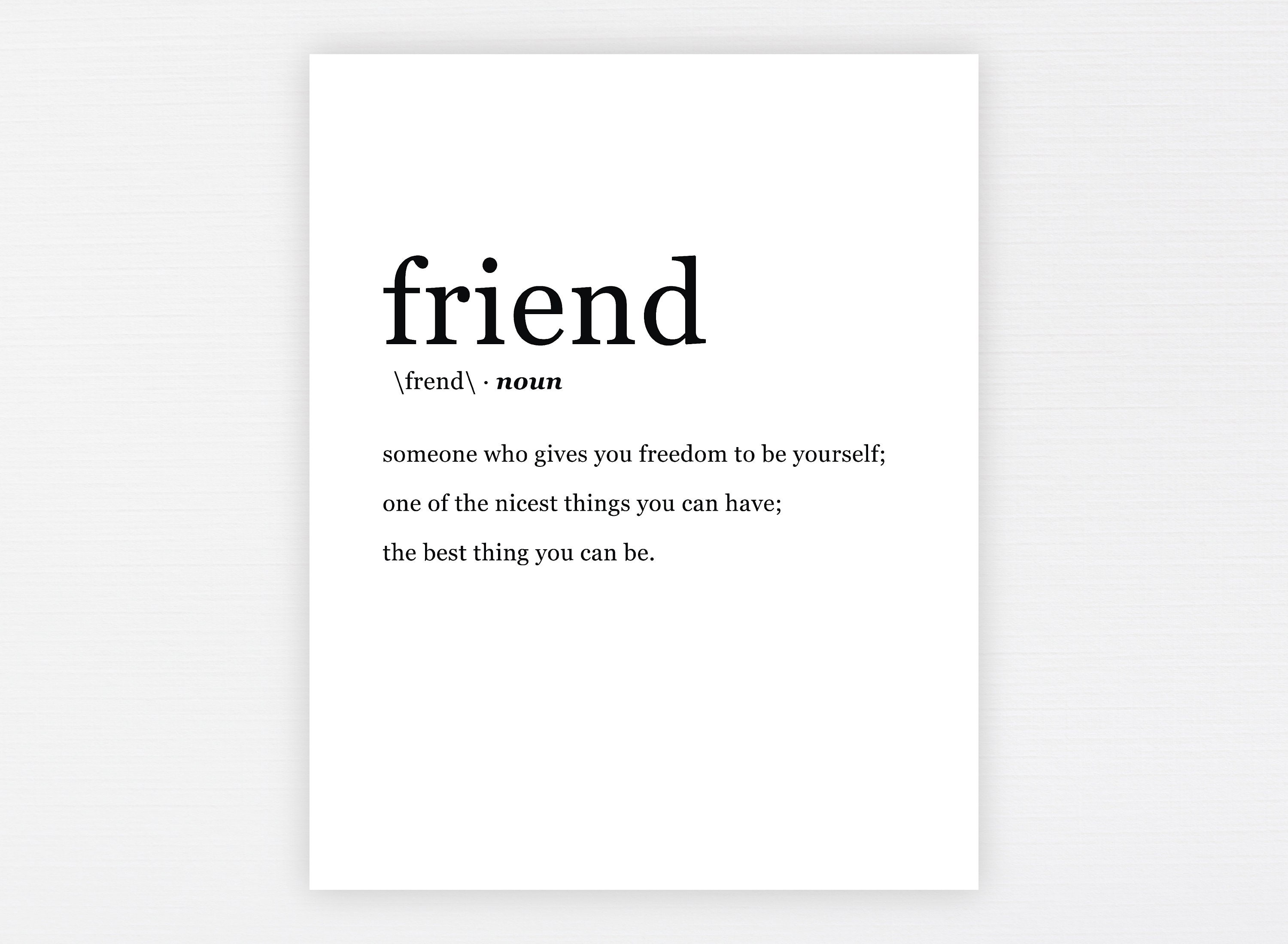 Friend Definition Print Freundschaft druckbare Zitat Freund Etsy