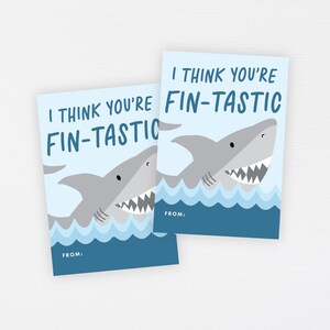 Shark Kids Valentine Tags Fin-tastic Printable Classroom Valentines ...