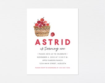 Apple Birthday Invitation · Apple of Our Eye Invite · Modern Apple Orchard Invite · Apple Shower · Fall First Birthday · DIGITAL OR PRINTED