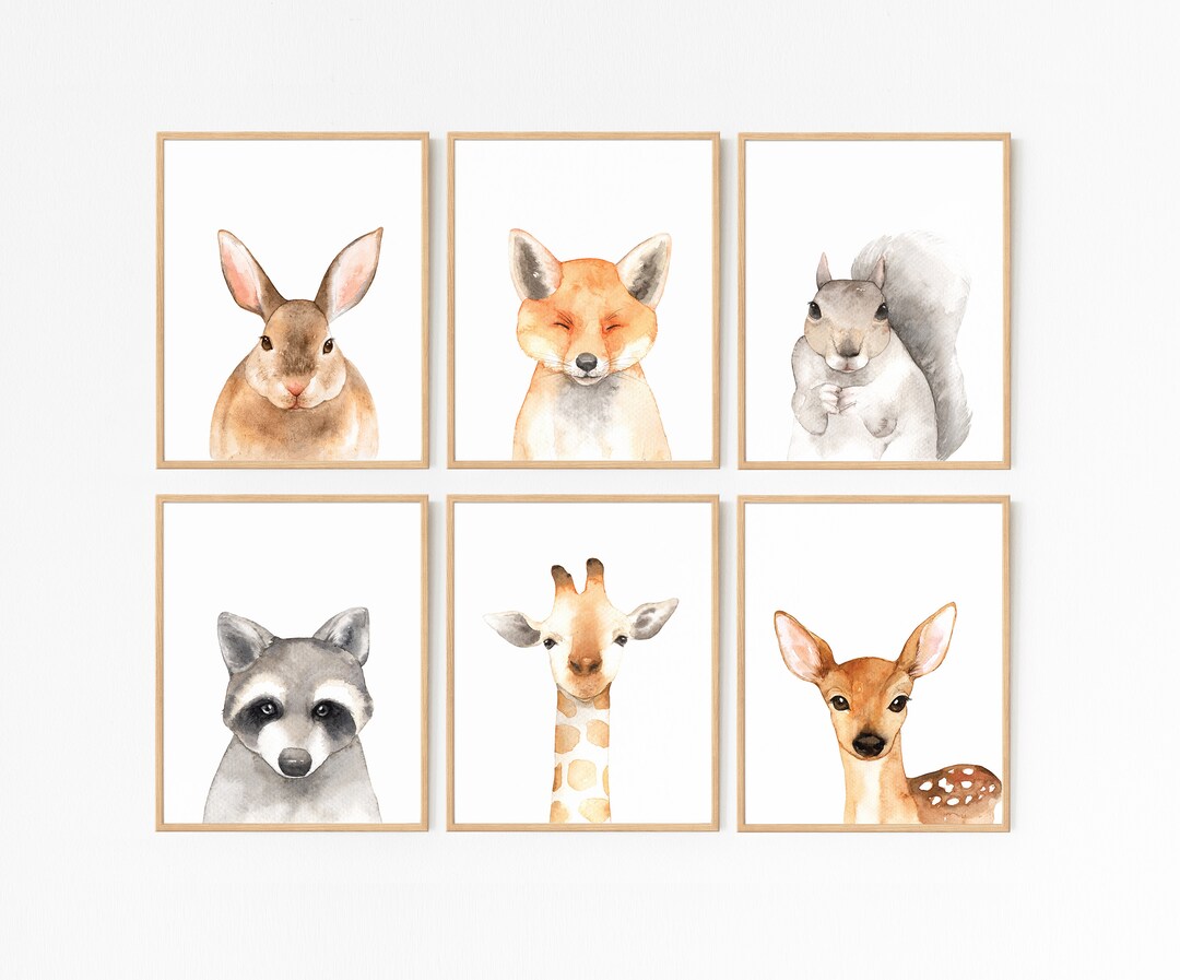 Woodland Nursery Animal Prints · Set of 6 · Woodland Animal Printable ...