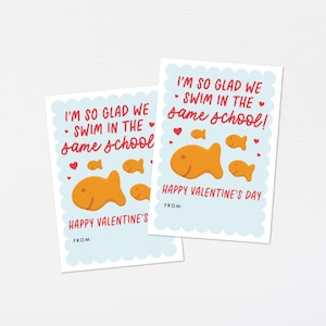 Gold Fish Valentine Tags · Cracker Pack Printable Classroom Valentine · Swim in Same School Happy Valentine&#39;s Day Friends Tag · DIGITAL FILE