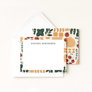 Pasta Stationery · Italian Monogrammed Gift · Tomato Personalized Notecards · Bespoke Stationery Gift Set  Birthday · DIGITAL OR PRINTED