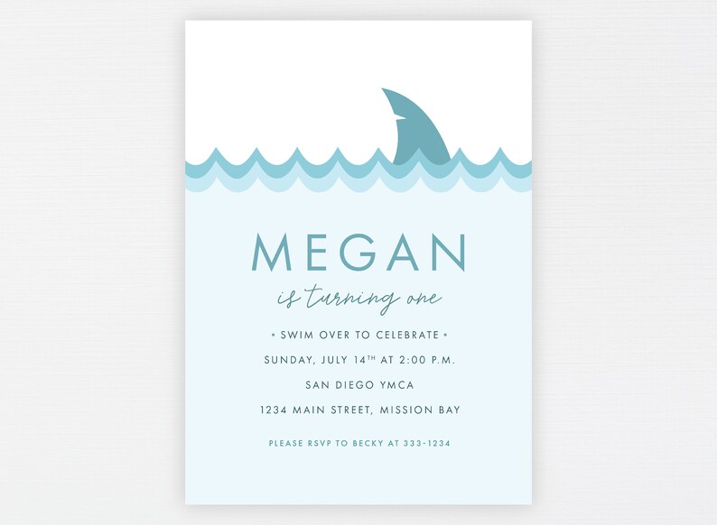 Shark Invitation  Simple Baby Shark Do Do Do Do Do Birthday image 1