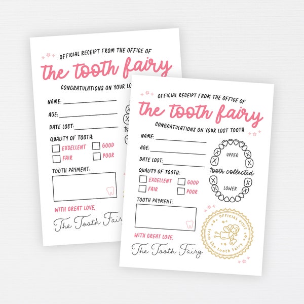 Tooth Fairy Receipt - Etsy