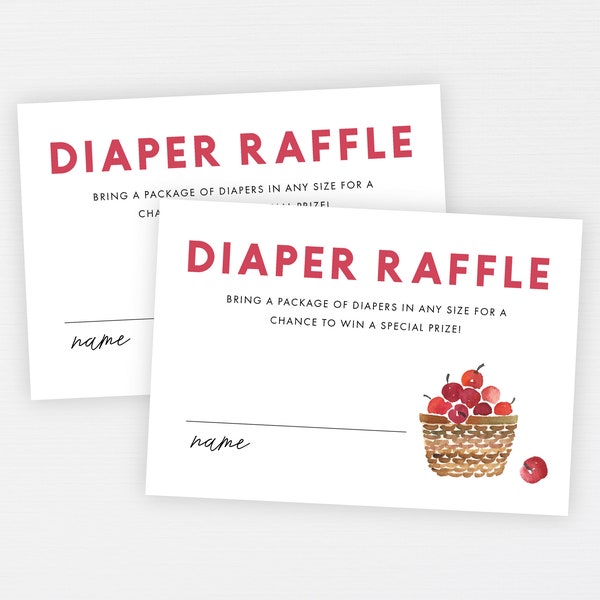 Apple Diaper Raffle Insert · Baby Shower Fall Leaves Invite · Rustic Modern Printable Cards · Gender Neutral Apple of Our Eye · DIGITAL FILE