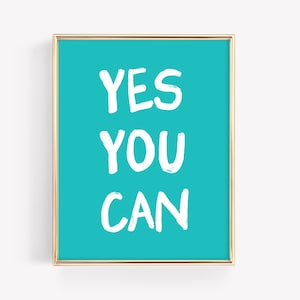 Yes You Can Art Print · Affirmation Poster · Colorful Mantra Bar Cart Art · Motivational Feminist Inspirational Home Decor · DIGITAL FILE