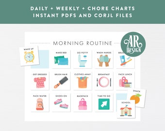 Daily Visual Routine Charts + Cards · Weekly Daily Chore Bundle · Routine Schedule Daily Kinder Preschool Printable · DIGITAL + CORJL