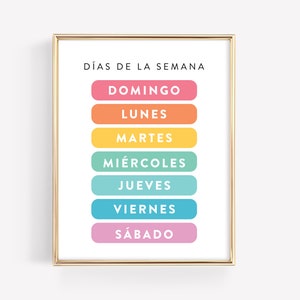 Días de la Semana Spanish Printable · Montessori Education Poster · Days of the Week Learning Print · Spanish Classroom Art · DIGITAL FILE