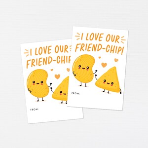 Etiquetas de San Valentín con chips · Etiquetas para bolsas de patatas fritas · Tarjeta de San Valentín para el aula para niños · Chips de Love Our Friend · ARCHIVO DIGITAL