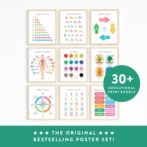 Education Poster Set Colorful Learning Art Prints Homeschool Classroom ...