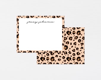 Conjunto de papelería con estampado de leopardo · Regalo con monograma · Conjunto de regalo de tarjetas de notas personalizadas · Papelería a medida · Regalo de cumpleaños · DIGITAL O IMPRESO