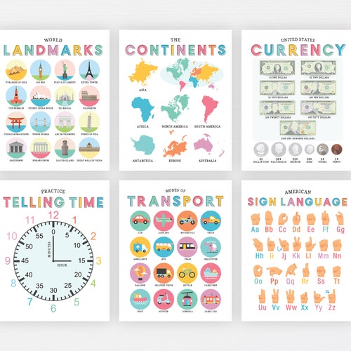 Alfabeto/opposti/Colori-Early Learning poster set di 4 grafici 