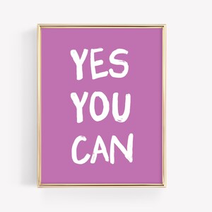 Yes You Can Art Print · Affirmation Poster · Colorful Mantra Bar Cart Art · Motivational Feminist Inspirational Home Decor · DIGITAL FILE