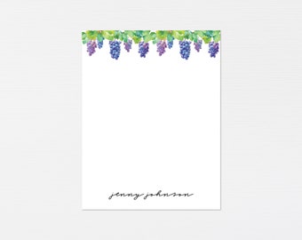 Wine Grapes Stationery · Vineyard Monogram Gift · Wine Custom Notecards · Summer Bespoke Stationery · Birthday Gift Set · DIGITAL OR PRINTED