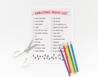 編集可能なホリデー映画チェックリスト（印刷可能） · クリスマス映画リスト · ファミリー映画ナイトトラッカー · ホリデーバケットリスト（楽しいテンプレート） · CORJL