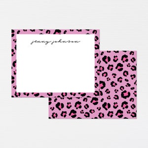 Lila Leopardenmuster Briefpapier Set · Personalisiertes Grußkarten Geschenkset · Leopard Liebhaber Geschenk Mutter Lehrer Freundin · DIGITAL ODER GEDRUCKT