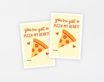 Pizza Kids Valentine Tags · Pizza My Heart Printable Classroom Valentines · Happy Valentine's Day Instant Download Gift Favor · DIGITAL FILE