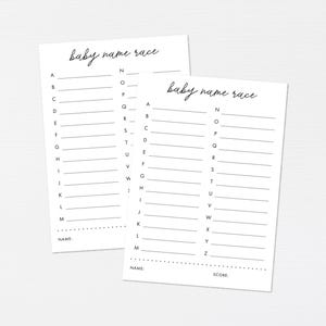 Baby Name Race Shower Game · ABC Name Race Minimalist Baby Shower Games · Name Game Printable Activity · DIGITAL FILES